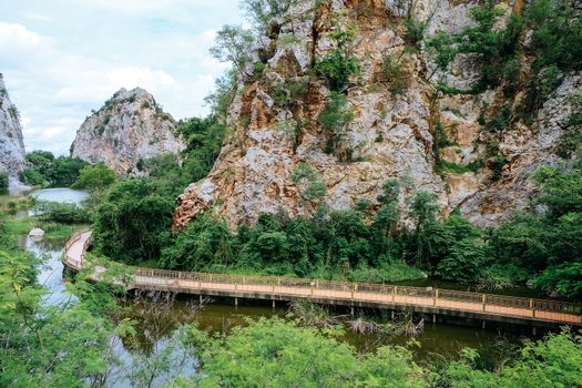 Khao Ngoo Rock Park. walkway in of Mount Khao Ngoo Rock Park at Ratchaburi Province, Thailand.