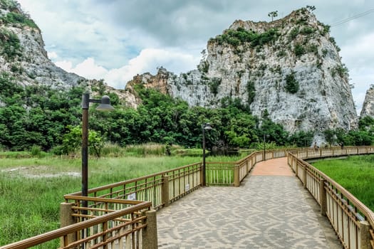 Khao Ngoo Rock Park. walkway in of Mount Khao Ngoo Rock Park at Ratchaburi Province, Thailand.
