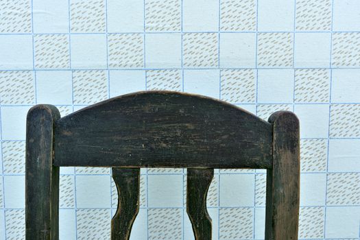 back of an old wooden chair , retro interior detail