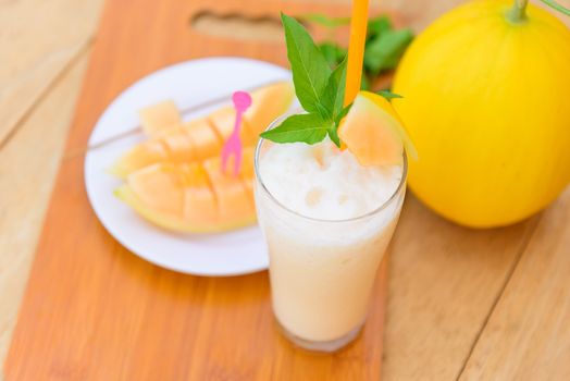 Milk melon Smoothie in glass