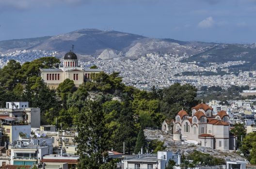 Athens National Observatory and city