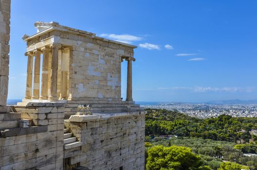 Panoramic view of athens city from ancient acropolis