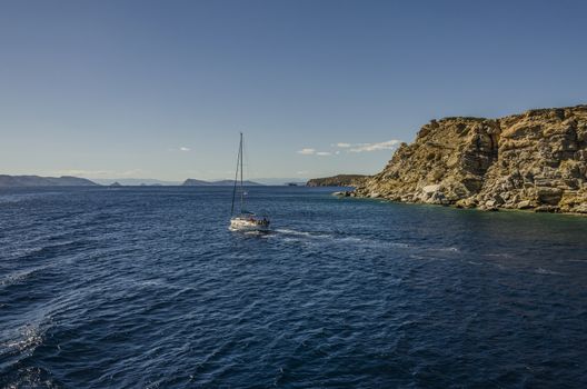 embarkation sailing between islands and mainland by the Saronic Sea