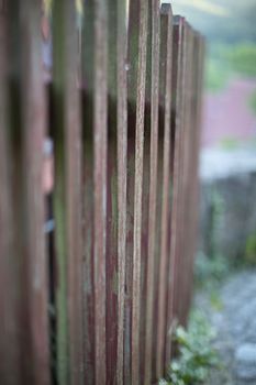 Wooden garden fence in diminishing perspective
