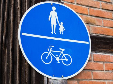 Traffic sign only for bicycle and pedestrian