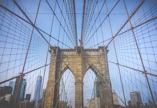 The Brooklyn Bridge Against The Manhattan Skyline