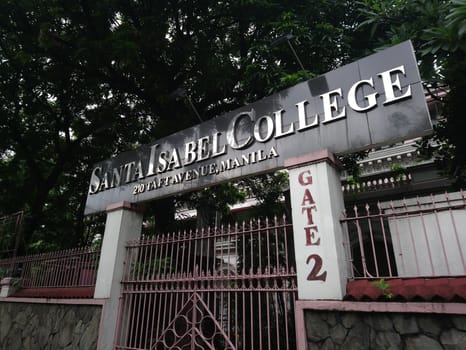 MANILA, PH - JULY 2 - Santa Isabel college sign on July 2, 2018 in Manila, Philippines.