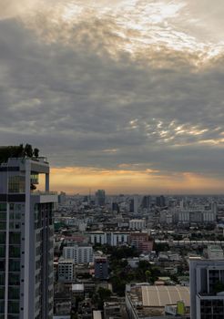 Bangkok downtown cityscape with skyscrapers at morning give the city a modern style. Selective focus.
