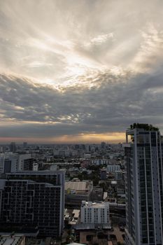 Bangkok downtown cityscape with skyscrapers at morning give the city a modern style. Selective focus.