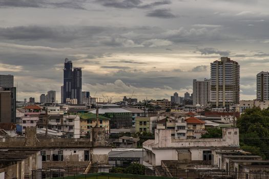 Bangkok downtown cityscape with skyscrapers at eveninggive the city a modern style. Selective focus.