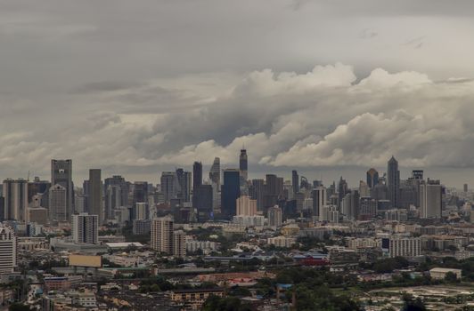 Bangkok, thailand - Sep 20, 2020 : Bangkok downtown cityscape with skyscrapers at evening give the city a modern style. Selective focus.
