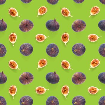 Seamless pattern with ripe figs. Tropical abstract background. Figs on the white background. Seamless pattern for print, textile, wallpapers, design templates.