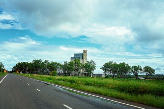 Road Trip - Huge grain silos by the side of the road - agricultural storage