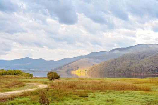 Road Trip - Khancoban Dam in country New South Wales Australia just after sunrise