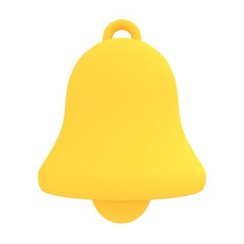 3D render illustration of yellow bell over isolated on white background