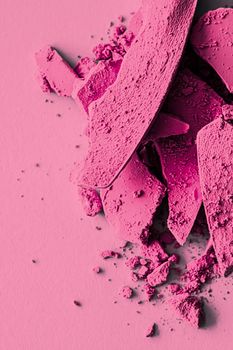 Pink eye shadow powder as makeup palette closeup, crushed cosmetics and beauty textures