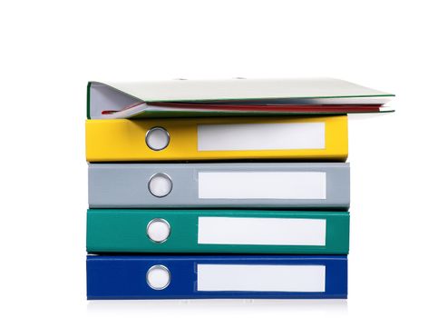 Bright office folders isolated on white background