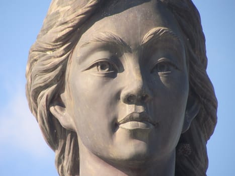The Statue of Soyanggang Cheonyeo(Virgin) in Chuncheon, South Korea- Sep, 2020 : It was built in 2005 to spread the song of "Soyanggang Cheonyeo" well known as the national popular song of Korea