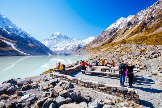 The iconic half day Hooker Valley Track hike at Mt Cook in New Zealand
