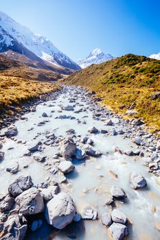 The iconic half day Hooker Valley Track hike at Mt Cook in New Zealand