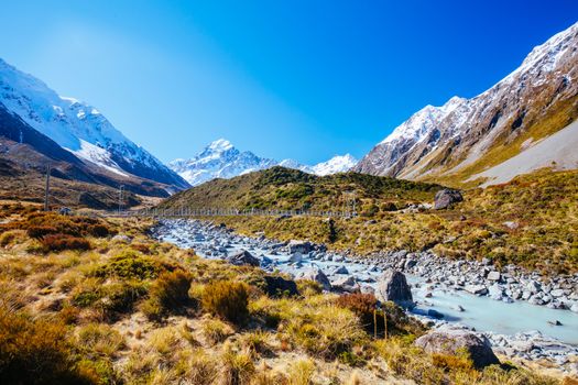 The iconic half day Hooker Valley Track hike at Mt Cook in New Zealand