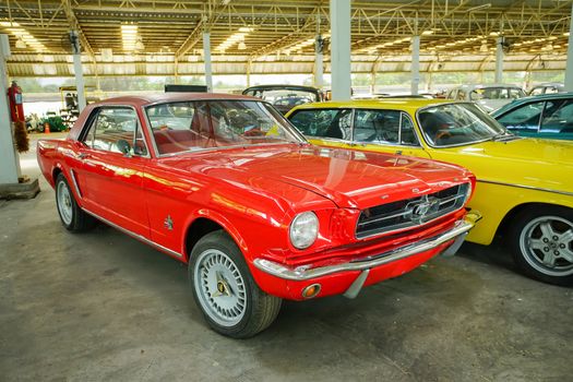 Nakhon Pathom, Thailand - August 27, 2020 : Classic cars in Jesada Technik Museum, Nakhon Pathom, Thailand. A lot of classic cars are collected in this museum and free entrance for tourists.