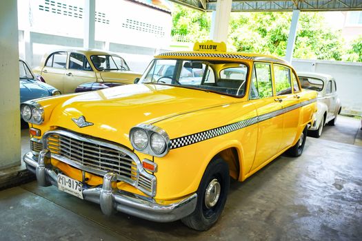 Nakhon Pathom, Thailand - August 27, 2020 : Classic cars in Jesada Technik Museum, Nakhon Pathom, Thailand. A lot of classic cars are collected in this museum and free entrance for tourists.