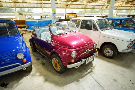 Nakhon Pathom, Thailand - August 27, 2020 : Classic cars in Jesada Technik Museum, Nakhon Pathom, Thailand. A lot of classic cars are collected in this museum and free entrance for tourists.