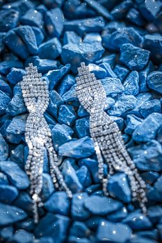 Luxury diamond earrings closeup, jewelry and fashion brands