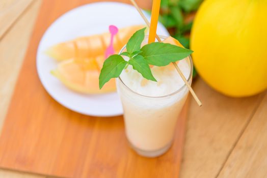 Milk melon Smoothie in glass