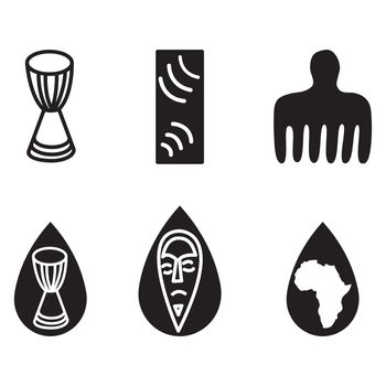 African ethic symbols isolated on white background. Vector illustration.