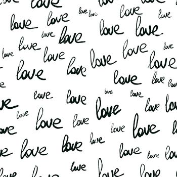 Love romantic seamless pattern. Repeating handwritten love word. Endless feminine print. Repeat pattern for Valentine's Day, Mother's day, romantic date, wedding invitation.