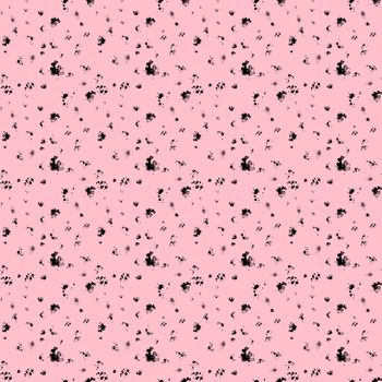 Ink splashes seamless pattern on pink background. Texture brush staines endless print. Repeat design pattern for scrapbooking, cards.