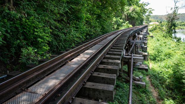 Vintage railroad, railway tracks in a rural scene.