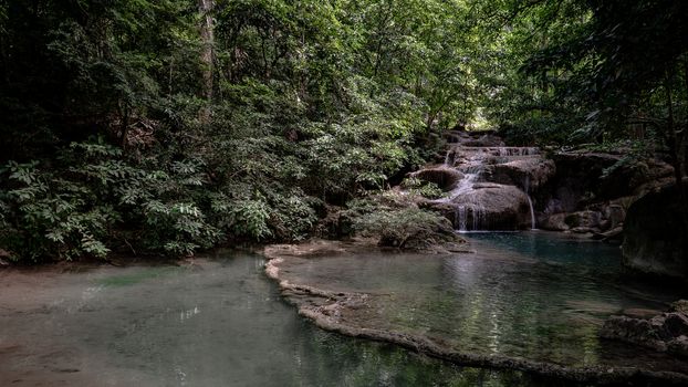 Erawan waterfall at National Park, Kanchanaburi, Thailand.