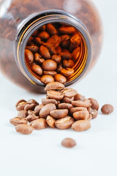 A close up shot of a pile of coffee beans