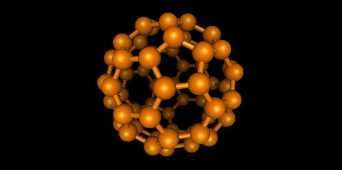Bucky Ball molecular model with atoms