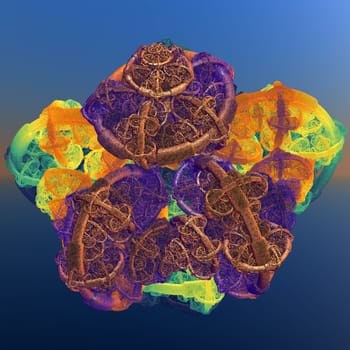 3D illustration of fractals calculated in the computer