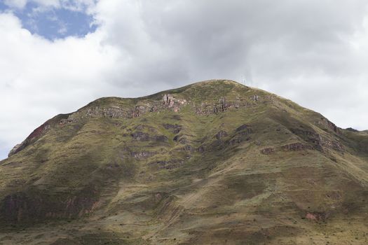 Taray, Peru - April 4, 2014: View of the mountains surrounding the town of Taray, on the road to Pisac, in the Vilcanota river valley, Peru.