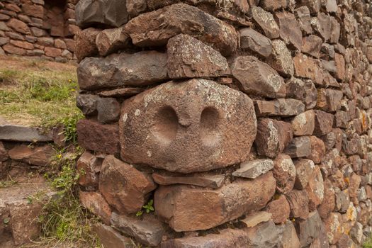 Pisac, Peru - April 4, 2014: Archaeological Park of Pisac, ruins and constructions of the ancient Inca city, near the Vilcanota river valley, Peru.