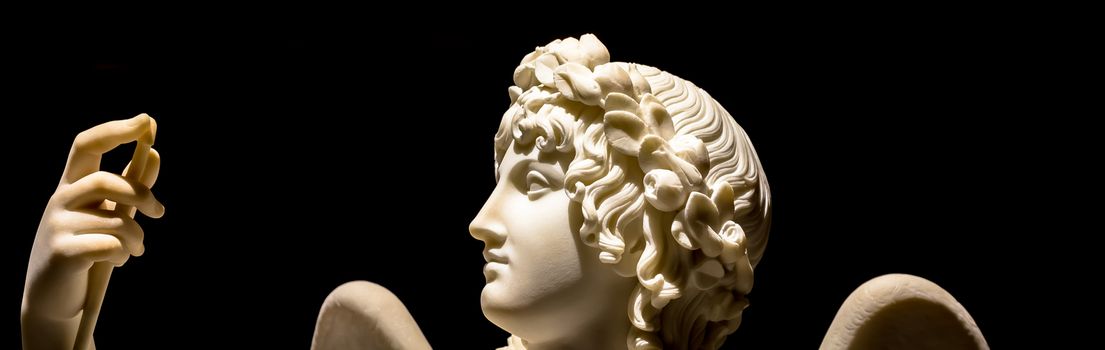 MILAN, ITALY - JUNE 2020: the Cupid Triumphant - by Bertel Thorvaldsen, antique statue in marble (1822)