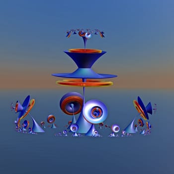 3D illustration of fractals calculated in the computer