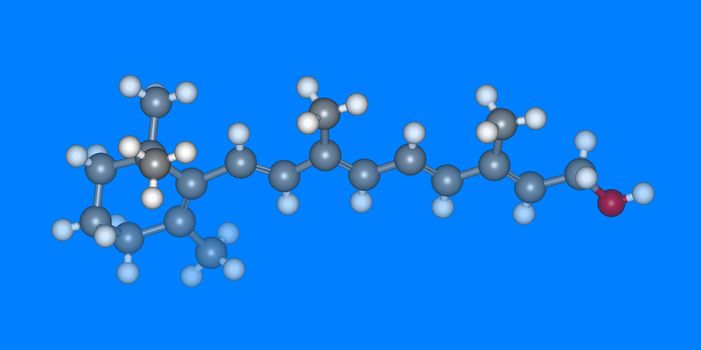 Vitamin A molecular model with atoms