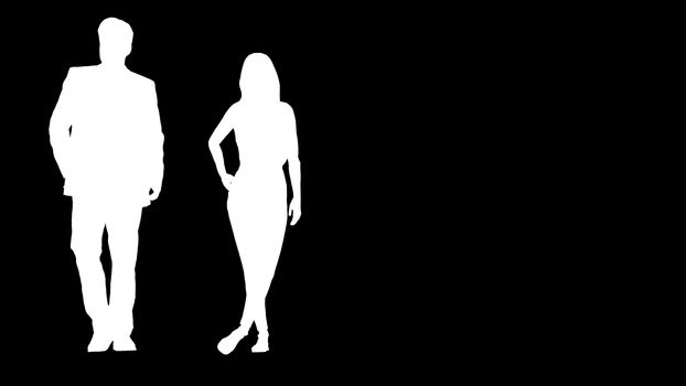 couple of businessmen vector of men and women in black background.