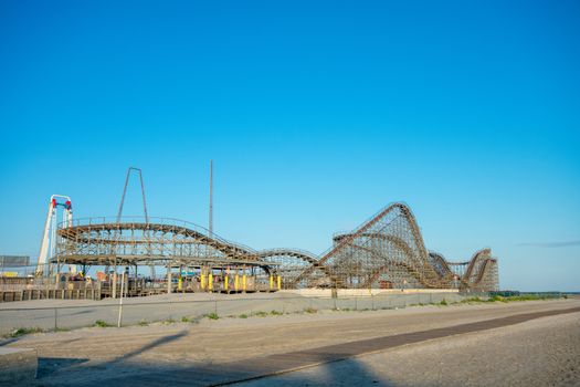 A Large Wooden Roller Coaster on a Pier at the Boardwalk in Wildwood New Jersey