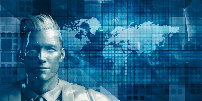 Business Man with Management Strategy Concept Background