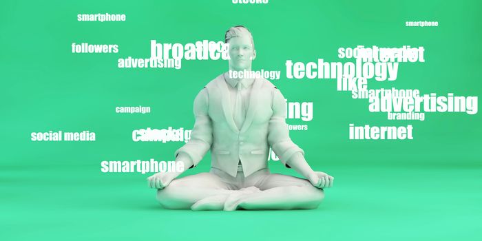 Online Advertising Options with Man Meditating