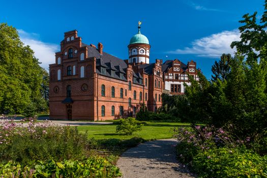 Beautiful fairytale castle of Wiligrad on a summer day.