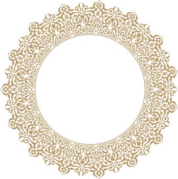 Isolated ornament of Eastern culture round shape on a white background.Texture or background
