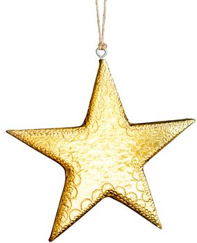 Christmas star decoration ornament isolated on white background. Background or texture